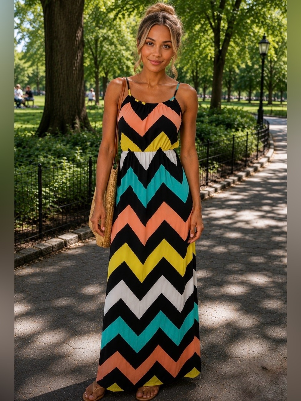 Charlotte Russe Teal and Black Chevron Dress